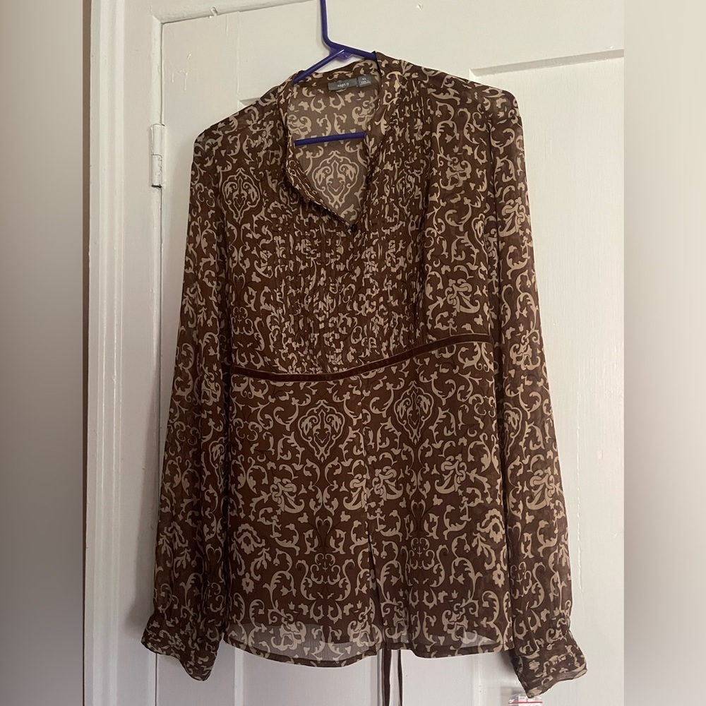 Brown and beige blouse Size XL